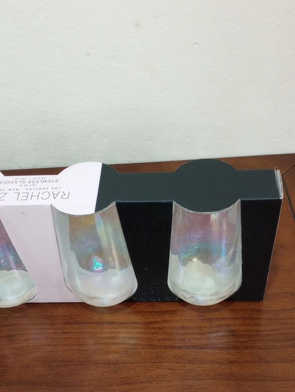 Rachel Zoe Iridescent Stemless Glasses, Set Of 4 - New!